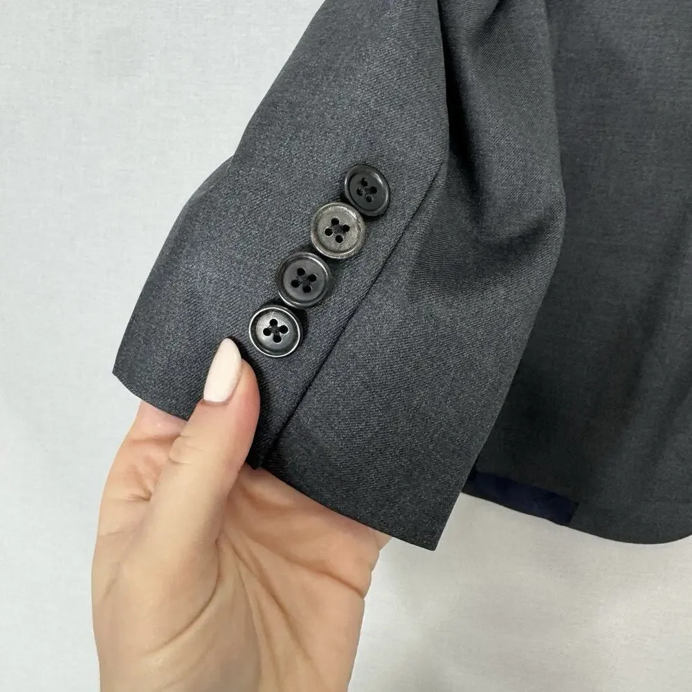 Hickey Freeman Beacon Blazer Mens 40R Gray Worsted Wool Sport Coat Jacket Career